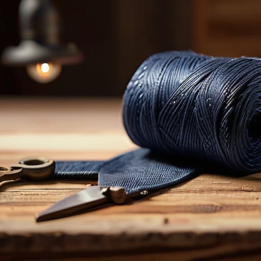 Stiff, unwashed blue Raw Denim fabric.