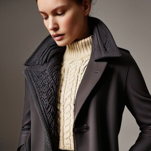 Stylized monochrome outfits with different textures.
